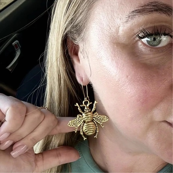 Zara Gold Bee Statement Earrings - Picture 15 of 15